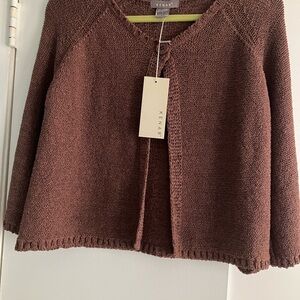Kenar Women's One Button Open Front Brown Sweater NWT size Large